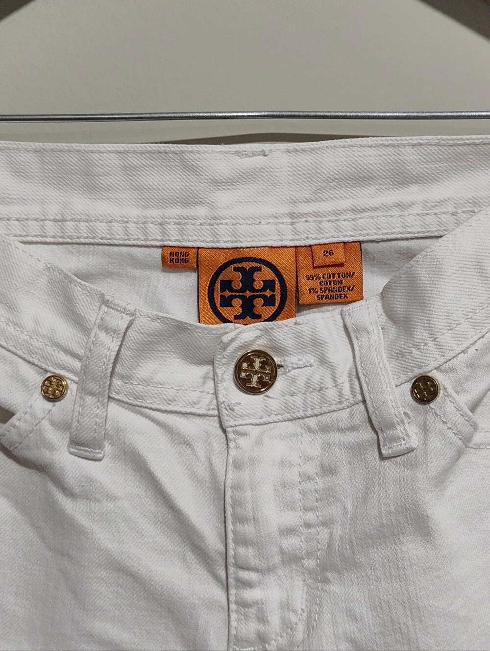 TORY BURCH WOMEN'S CLASSIC TORY JEANS WHITE, SIZE 26, 99% Cotton